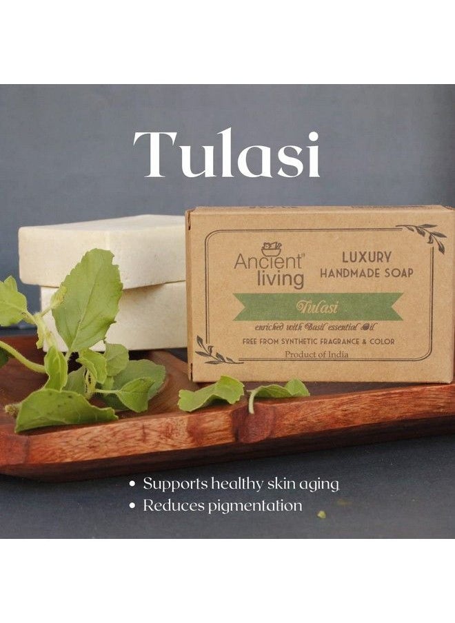 Ancient Living Tulasi Luxury Handmade Soap 100Gm (Set Of 2) Rejuvenating Nourishing Suitable For Oily And Combination Skin  - Image 5