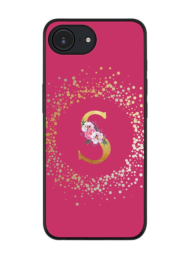 Stylizedd For Apple iPhone 16e Case,Slim fit Camera Protection, Shockproof Thin Phone cover  - Custom Monogram Floral - S ( Deep Pink ) - Image 1