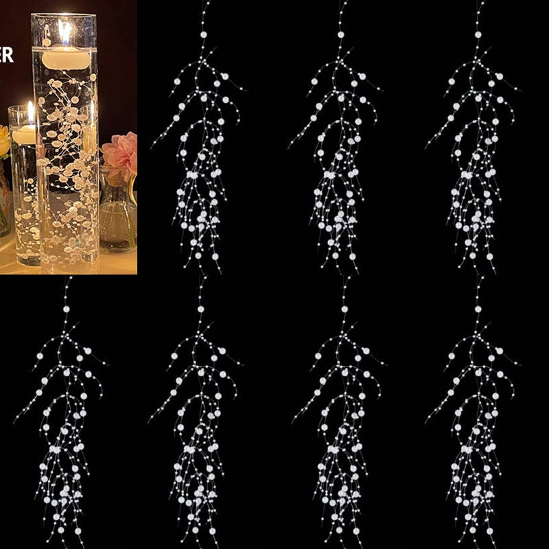 TeaSu 24Pcs Pearl String for Floating Candle Centerpieces, Pearl Vase Filler Decor for Wedding Centerpieces (White) - Image 1