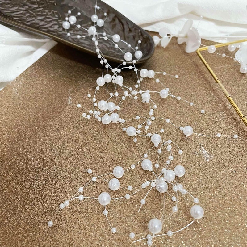 TeaSu 24Pcs Pearl String for Floating Candle Centerpieces, Pearl Vase Filler Decor for Wedding Centerpieces (White) - Image 3