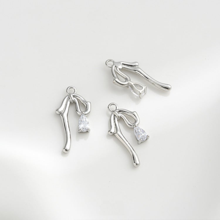 Generic 14K Gold Plated Zircon Drop DIY Earrings Pendant B white gold 10x 20mm 1 