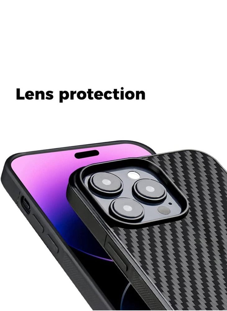 MONOCARBON Real Carbon Fiber iPhone 14 Pro MAX Case Cover MagSafe Compatible Military Grade Scratch Resistant - Matte Black  - Image 3
