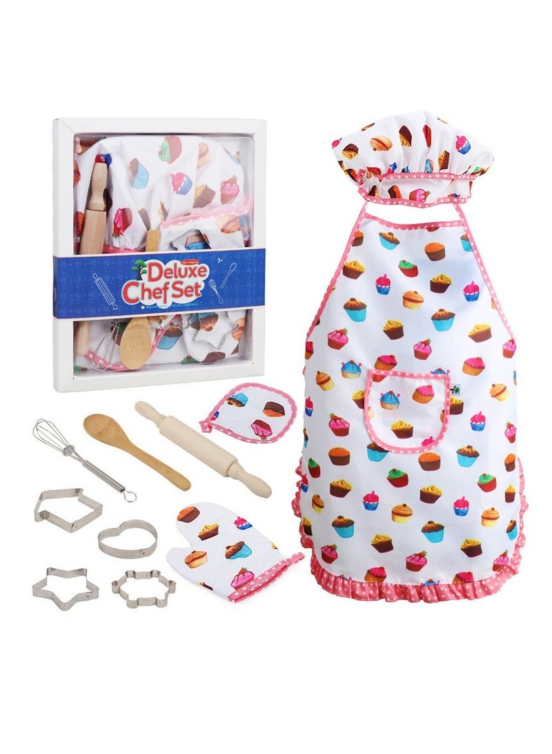 Y&D Chef Set For Kids With Apron,Hat And Cooking Mitt Utensils,Kids Chef Outfit Set 11 PCS  - Image 2