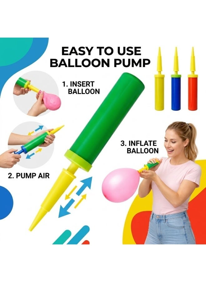 Lukadah Balloon Pump Hand Air Pump for Balloons, Portable Manual Balloon Inflator, Fast Dual Action Balloon Pump for Latex & Foil Balloons, Balloon Blower Tool for Birthday Party Decorations, Baby Shower, Wedding, Festival & Event Supplies (Multi-colour) - Image 2
