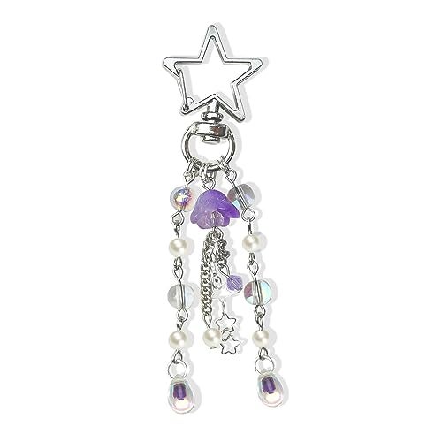 Agromusk Jellyfish Keychain,Cute Y2K Car Keychains for Women Girls Jellyfish Bag Charms Purse Accessories Star Jelly Decor (Purple) - Image 1