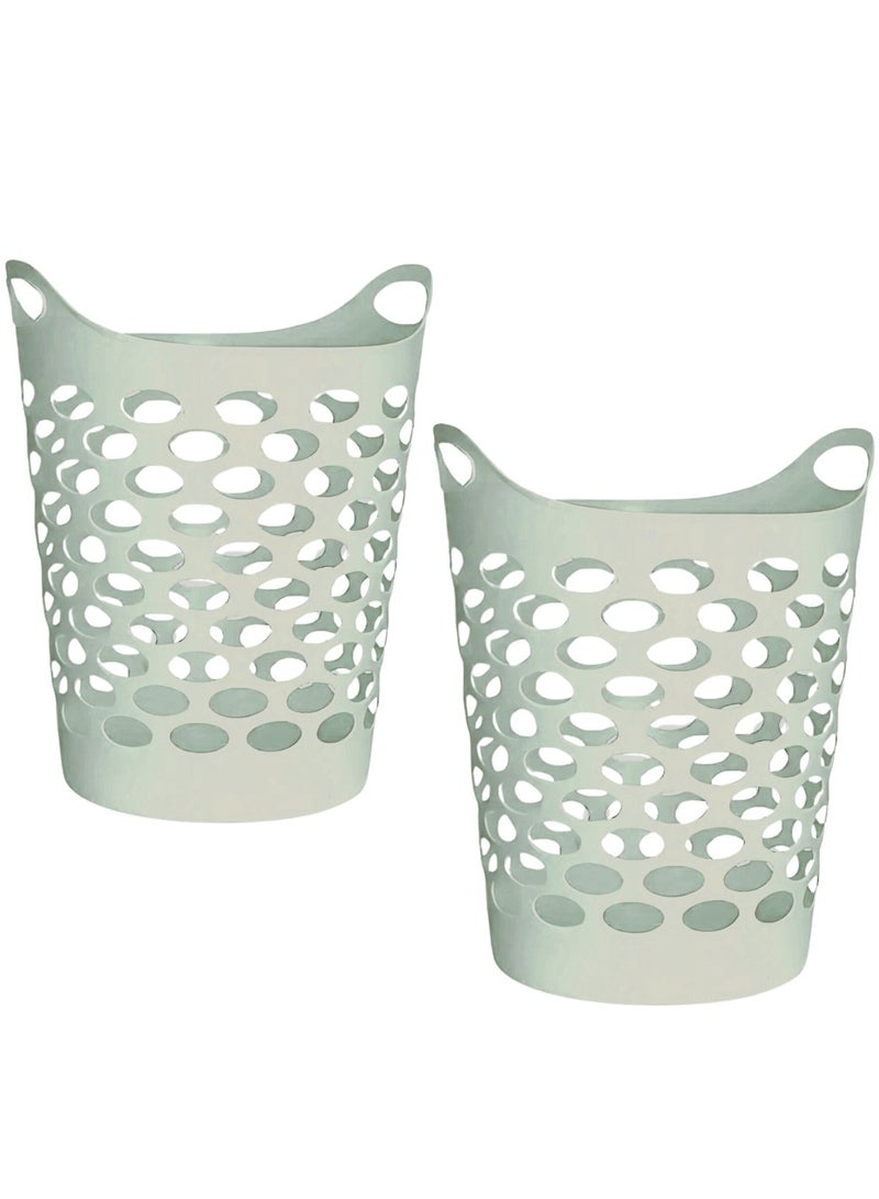 VIO 2 Pack Plastic Laundry Bin Multipurpose Flexible Laundry Storage Basket Hamper Light Weight and Durable Large Dirty Clothes Organizer Basket Toys Storage Basket with Handles 45 Litre Capacity  - Image 1