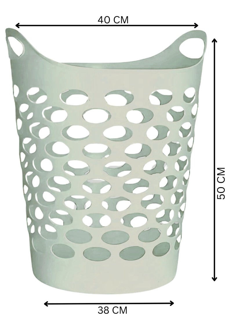 VIO 2 Pack Plastic Laundry Bin Multipurpose Flexible Laundry Storage Basket Hamper Light Weight and Durable Large Dirty Clothes Organizer Basket Toys Storage Basket with Handles 45 Litre Capacity  - Image 3