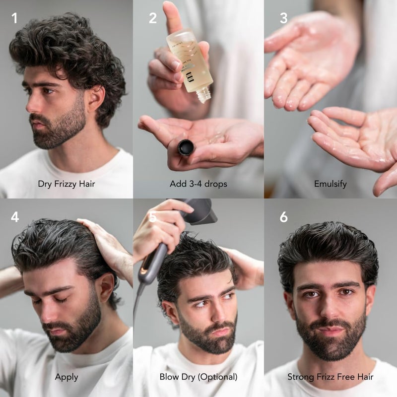 BluMaan زيت شعر بلومان المرطب - مصمم للشعر الجاف، المجعد، المستقيم، أو المموج - زيت تقوية شعر الرجال 100% طبيعي - 60 مل / 2.0 أونصة - Image 4
