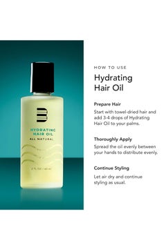 BluMaan BluMaan Hydrating Hair Oil - Designed for Dry, Frizzy, Straight, or Curly Hair - 100% Natural Men's Hair Strengthening Oil - 60 ml / 2.0 oz  - Image 2
