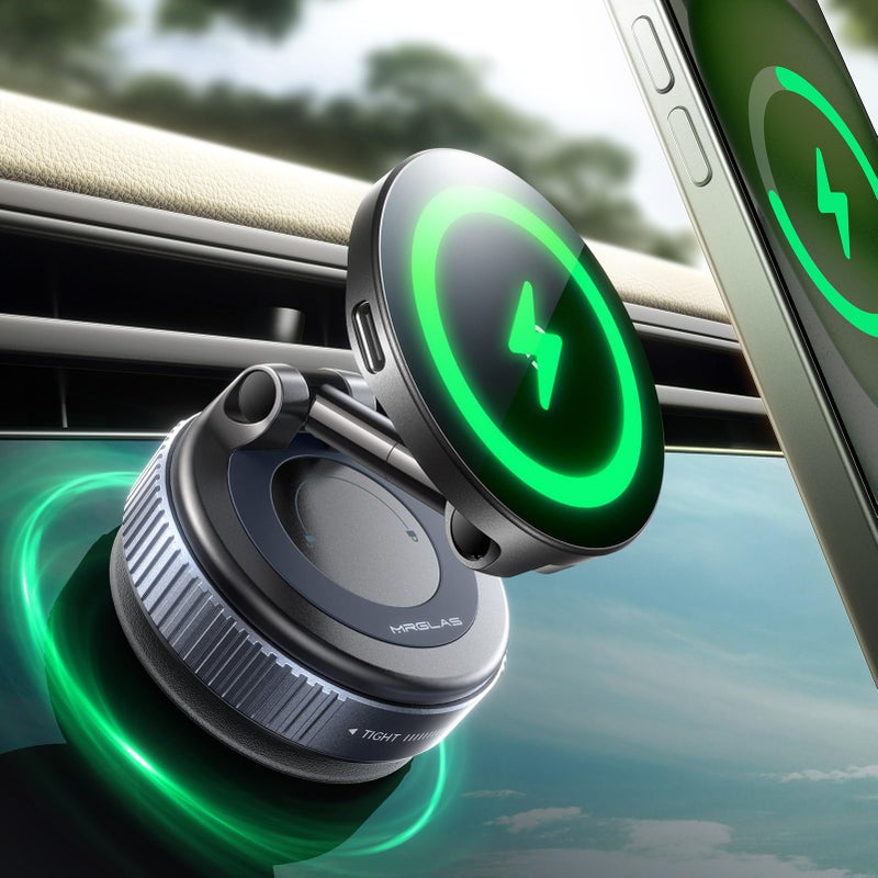 MRGLAS 2026 Upgraded for iPhone MagSafe Car Mount Charger,15W Magnetic Wireless Car Charger with Stronger Suction Cup, Hands-Free Phone Holder for iPhone 17/16/15/14/13/12 Pro Max - Image 1