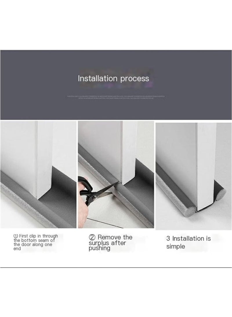 Double Side Door Draft Blocker Under Door Bottom Seal Strip, 95cm, Black - Image 4