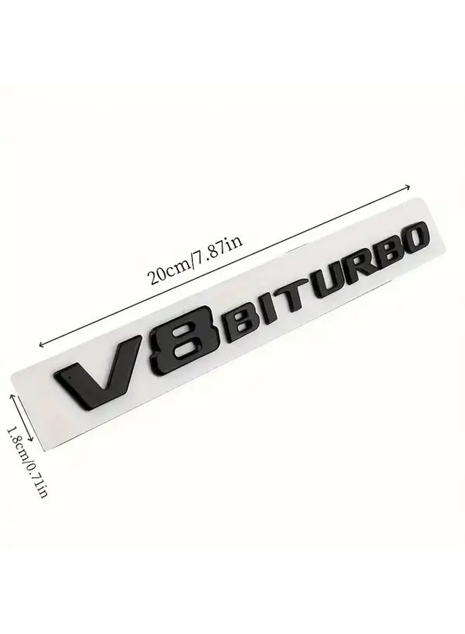 Black V8 Twin Turbo Premium Car Emblem Sticker Rear Door Side Badge - Image 2
