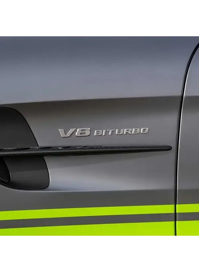 Black V8 Twin Turbo Premium Car Emblem Sticker Rear Door Side Badge - Image 4