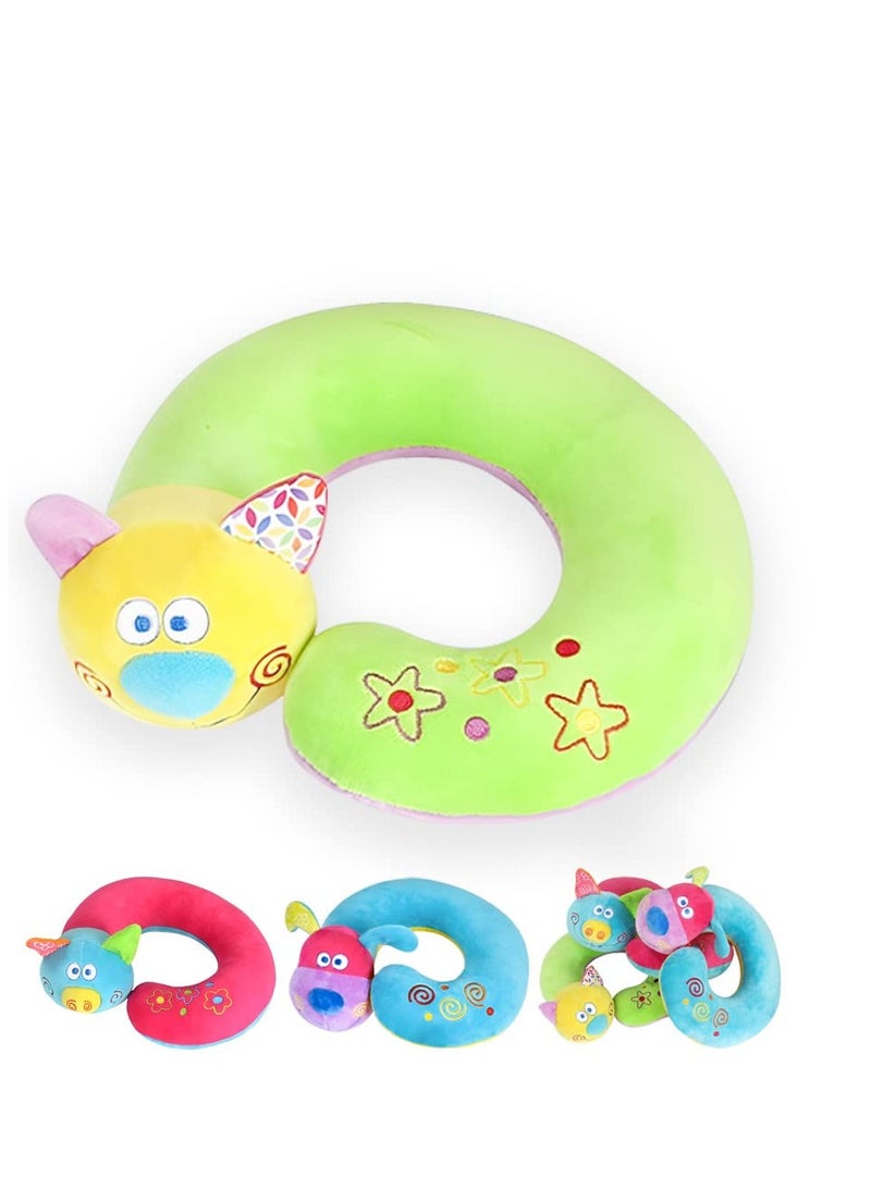 SYOSI وسادة سفر للأطفال، وسادة رقبة قطة للأطفال/الأطفال الصغار، وسادة رقبة حيوانات لدعم الرأس والذقن، وسادة مريحة ومخملية، وسادة دعم ناعمة للرأس والرقبة والذقن للطائرة، السيارة، القطار - Image 1