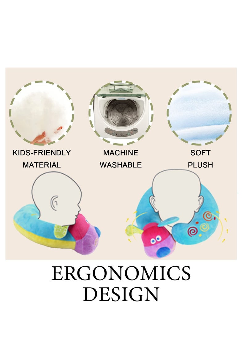 SYOSI وسادة سفر للأطفال، وسادة رقبة قطة للأطفال/الأطفال الصغار، وسادة رقبة حيوانات لدعم الرأس والذقن، وسادة مريحة ومخملية، وسادة دعم ناعمة للرأس والرقبة والذقن للطائرة، السيارة، القطار - Image 2