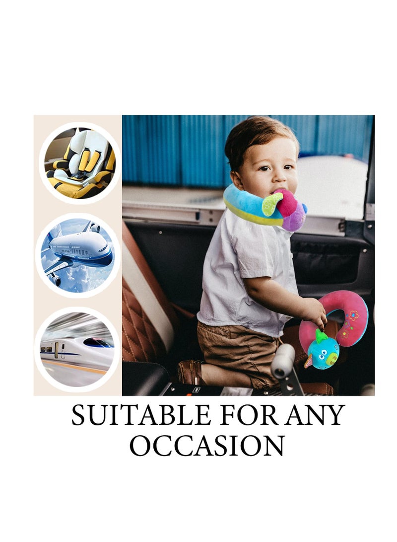 SYOSI وسادة سفر للأطفال، وسادة رقبة قطة للأطفال/الأطفال الصغار، وسادة رقبة حيوانات لدعم الرأس والذقن، وسادة مريحة ومخملية، وسادة دعم ناعمة للرأس والرقبة والذقن للطائرة، السيارة، القطار - Image 5