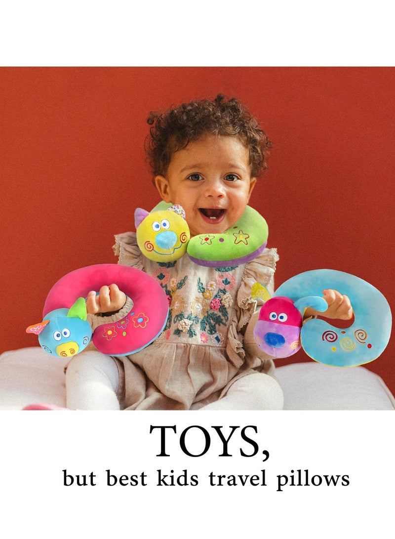 SYOSI وسادة سفر للأطفال، وسادة رقبة قطة للأطفال/الأطفال الصغار، وسادة رقبة حيوانات لدعم الرأس والذقن، وسادة مريحة ومخملية، وسادة دعم ناعمة للرأس والرقبة والذقن للطائرة، السيارة، القطار - Image 4