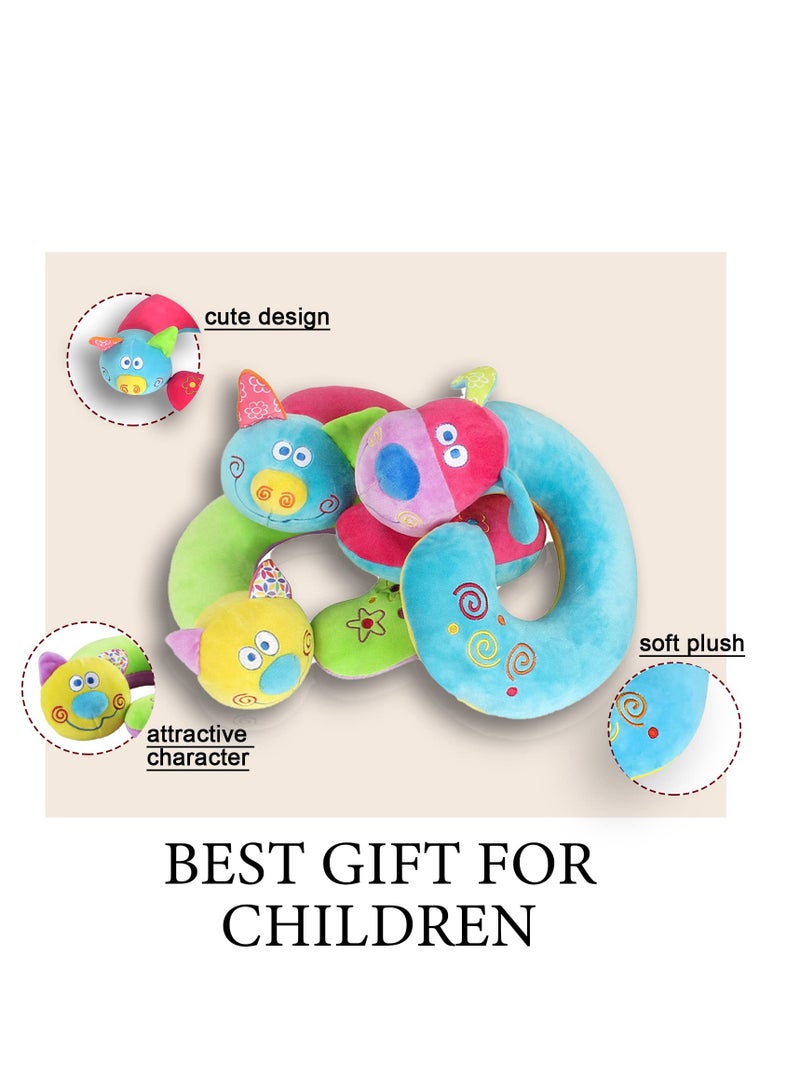 SYOSI وسادة سفر للأطفال، وسادة رقبة قطة للأطفال/الأطفال الصغار، وسادة رقبة حيوانات لدعم الرأس والذقن، وسادة مريحة ومخملية، وسادة دعم ناعمة للرأس والرقبة والذقن للطائرة، السيارة، القطار - Image 3