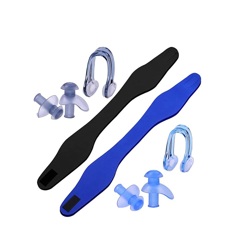Swimming Nose Clips and Earplugs Set, 6 Pieces Swimming Headband Ear Plugs Nose Clip Protector Swim Nose Protector for Kids Adults Children Swimming Training Beginners Competitions - Image 1