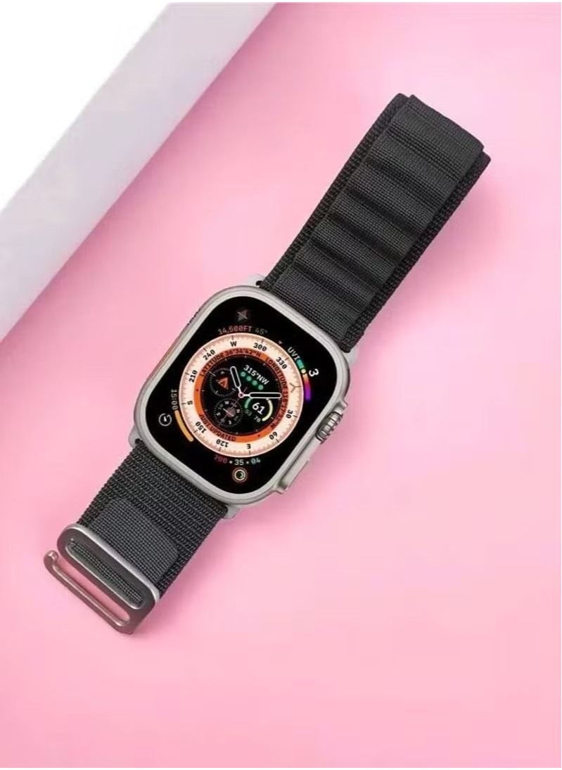 Generic - Replacement Apple Watch Ultra Alpine Loop Band Strap Compatible with 49MM 45MM 44MM 42MM For All Series Black - Image 1