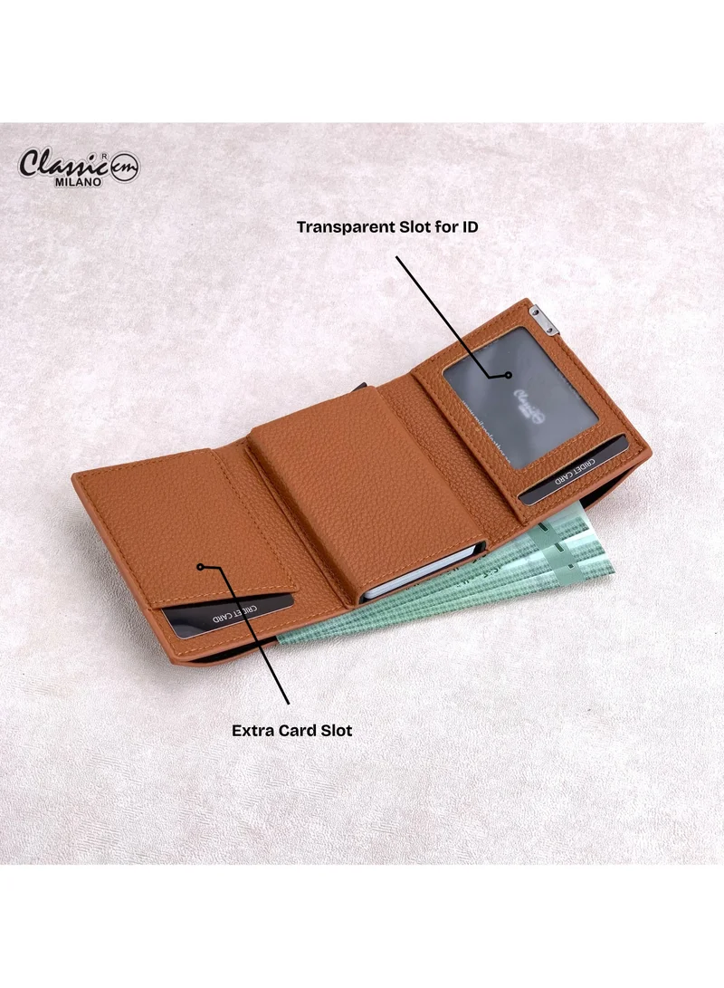 Classic Milano Tan (K1802-GY22503#) Classic Milano RFID Blocking Faux Leather Wallet for Men and Women | Card Holder Wallet Pop-up, Credit Card Holder for Men | Wallet for Men & Women’s Card Wallet for Men | Best Price UAE