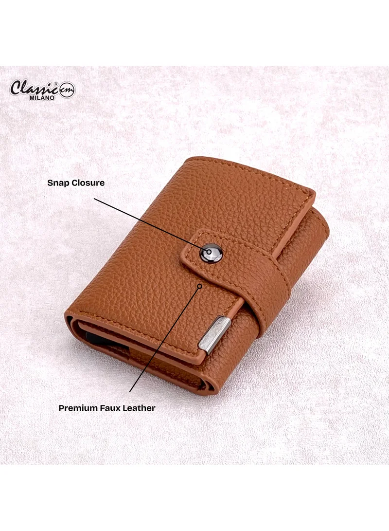 Classic Milano Tan (K1802-GY22503#) Classic Milano RFID Blocking Faux Leather Wallet for Men and Women | Card Holder Wallet Pop-up, Credit Card Holder for Men | Wallet for Men & Women’s Card Wallet for Men | Best Price UAE