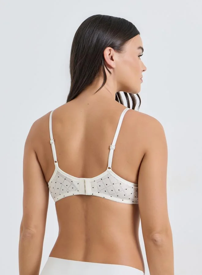 Styli  Pack of 2 - Padded Non Wired Polka Dot Print T-Shirt Bra for Women | Best Price UAE