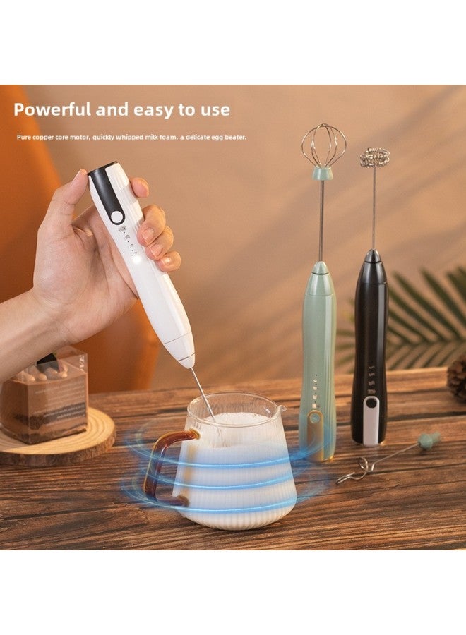 Hot Portable Labor-saving Hand-held Milk Mixer Automatic Dispenser Coffee Electric Milk Frother-Color:J-16 Product (single Milk Frother Head) White With Black - Image 5