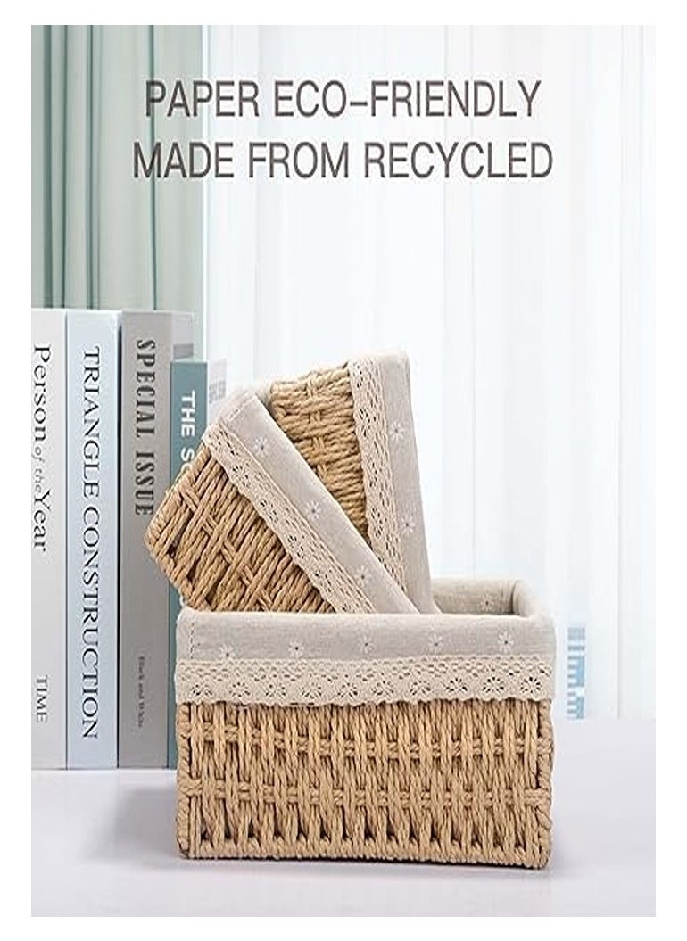 Generic Toy Storage Basket Bathroom Basket Braided Changing Table Baskets Organizer Bins Nursery Small Basket Set of 3 Recyclable Woven  - Image 2