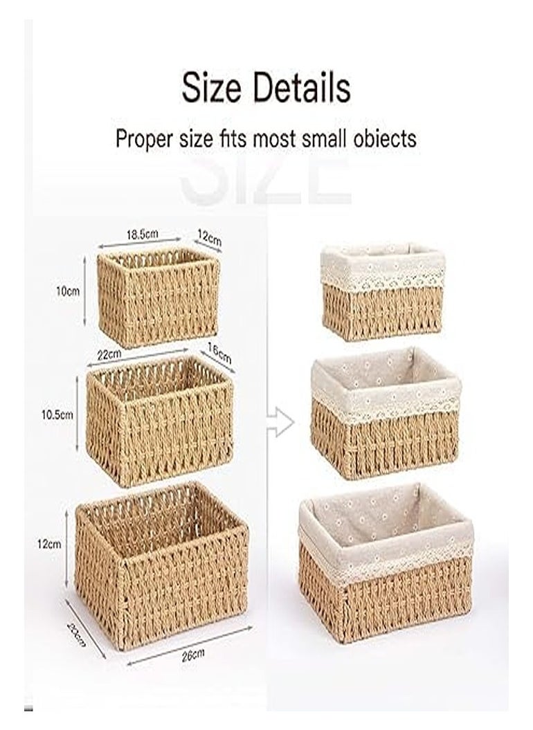Generic Toy Storage Basket Bathroom Basket Braided Changing Table Baskets Organizer Bins Nursery Small Basket Set of 3 Recyclable Woven  - Image 4