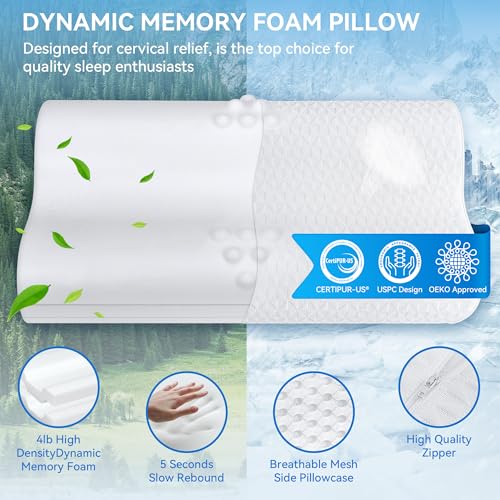 zibroges Cervical Neck Pillow for Pain Relief- Queen Size Adjustable Cooling Pillow for Sleeping, Memory Foam Pillows for Neck Shoulder, Ergonomic Contour Bed Pillow for Side, Stomach & Back Sleepers - Image 3