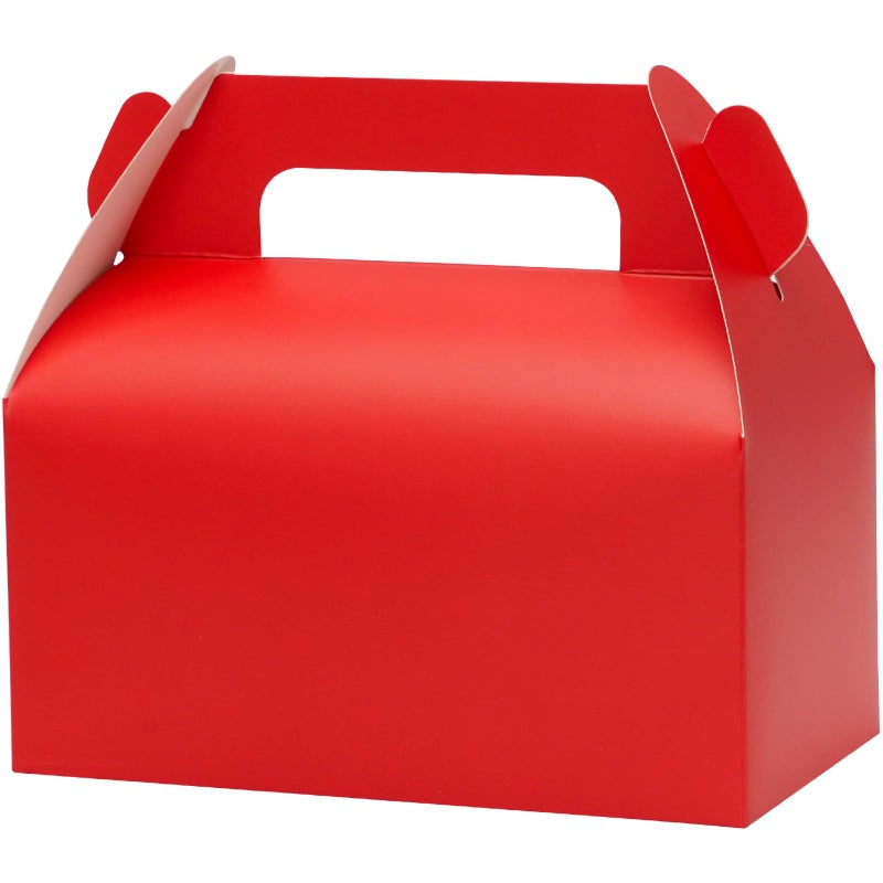 UnicoPak 30 Pack Red Party Favor Bag Boxes, Gable Gift Boxes for Treats Goodies Candies Cookies, Ideal for Red Party Favors, Theme Birthday Party, Valentine's Day, 6.5x3.5x3.5 Inches - Image 1