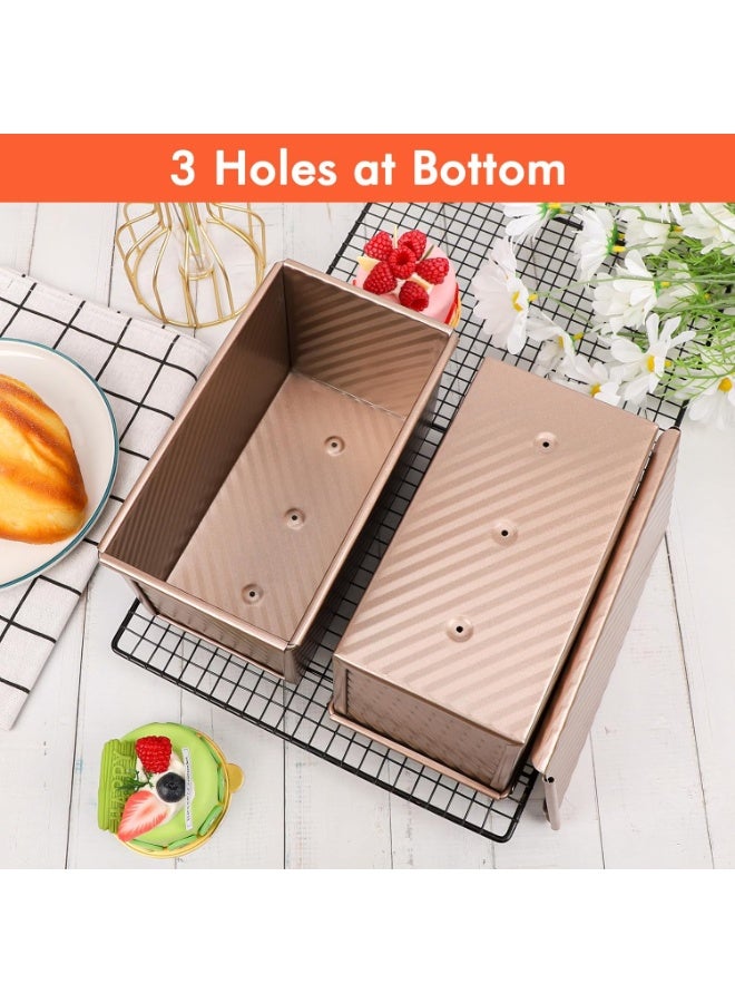 صينية رغيف مع غطاء، 2 حزمة صواني رغيف خبز غير لاصقة سعة 1 رطل من الفولاذ الكربوني، صندوق خبز محمص مع غطاء لأدوات الخبز محلية الصنع، خبز محمص، خبز في الفرن - وردي ذهبي (Note: "Rose Gold" is translated directly, it's a color and not禁忌) - Image 5