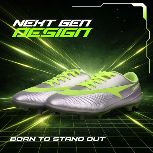 AIVIN FERRO Football Shoes - SILVER/GREEN | Lightweight Comfort & Maximum Grip | Best for Competitive Soccer Players | Sports Cleats | Football Footwear | Football Sports Shoes (Silver/Green, UK Footwear Size System, Adult, Men, Numeric, Medium, 6) - Image 5