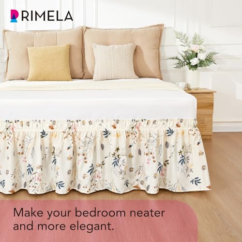 RIMELA Cream Balloon Bed Skirt Queen Size 15 Inch Drop, Elastic Bed Skirting for Bed Frame, Bedding Dust Ruffle Easy to Install, Lightweight Wrap Around Adjustable Bedskirt,Bedroom Decor - Image 5