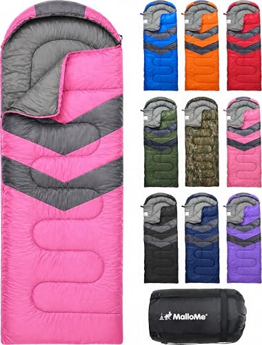MalloMe Sleeping Bags for Adults Cold Weather Warm Backpacking Camping Sleeping Bag for Kids 1012 Girls Boys Lightweight Compact Camping Essentials Gear Accessories Hiking Sleep Must Haves - Image 1