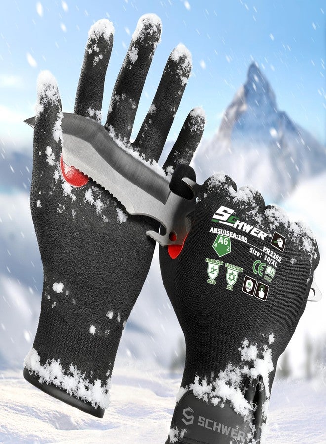 Schwer FreezeGuard Winter Work Gloves for Men and Women, ANSI A6 Cut Resistant Gloves With Super Grip, Freezer Gloves for Work Below Zero, Touchscreen, Thermal Insulated, PR3388, Black Knight (M, 2 Pairs) - Image 1