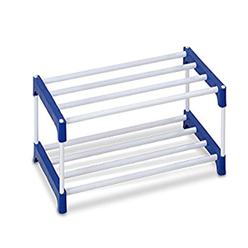 Ebee 4 Pair Plastic Shoe Stand (Blue, 2 Shelves) - Image 1