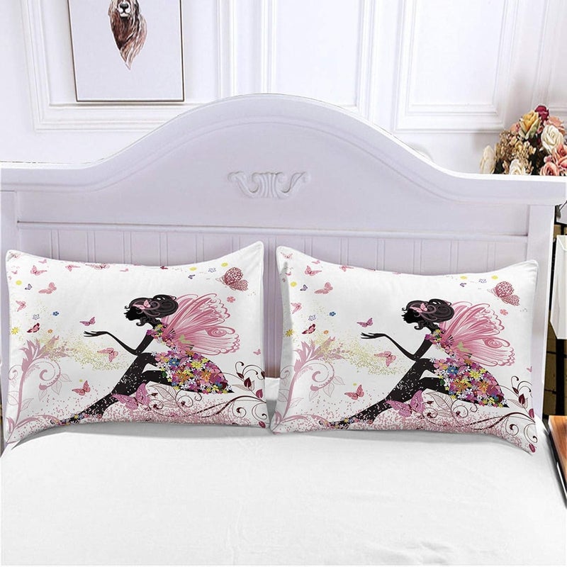 Pieces3 Duvet Cover 200 x 200 cm Microfibre Girl's Butterfly Bedding Set, Duvet Cover with Zip, Single Bed Set + 2 Pillowcases - Image 3