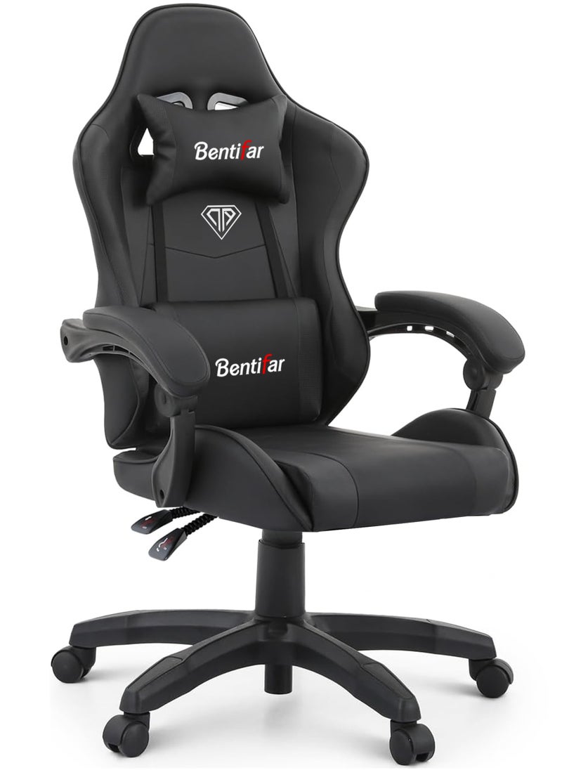 Apexll Ergonomic High-Back Gaming Chair with Foldable Armrests, Comfortable Office Chair with Lumbar Support for Adults, Men, and Women, No Footrest (Black)  - Image 1
