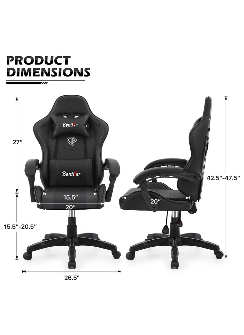 Apexll Ergonomic High-Back Gaming Chair with Foldable Armrests, Comfortable Office Chair with Lumbar Support for Adults, Men, and Women, No Footrest (Black)  - Image 4