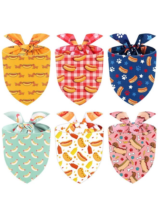 Sanwuta 6 Pcs Fast Food Dog Bandanas Hot Washable Triangle Dog Bibs Scarf for Food Pet Bandana Costume Accessories for Christmas Puppy Cat Gift - Image 1