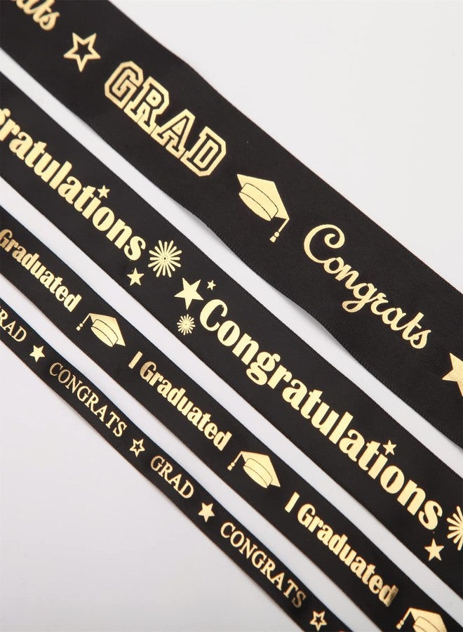 Meseey 20 Yards Graduation Ribbon Congrats Grad Black and Gold Satin Ribbon Use for Gift Wrapping,Graduation Party Decoration (4 Size Mix) - Image 5