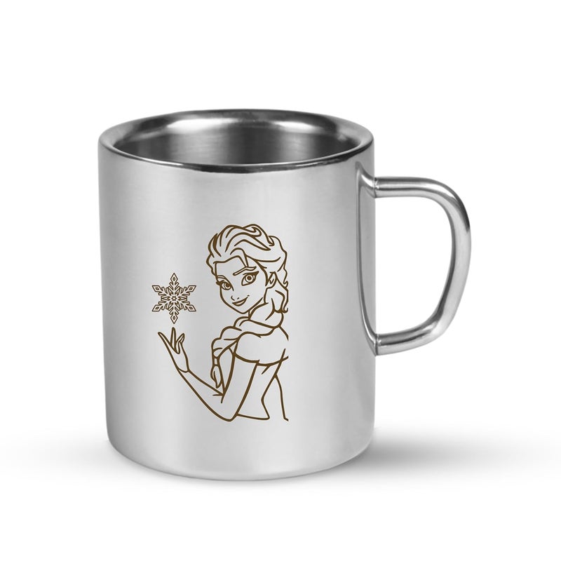 SAVRI Personalized Stainless Steel Mug for Kids Cartoon Character and Name Engraving Frozen Elsa - Image 1