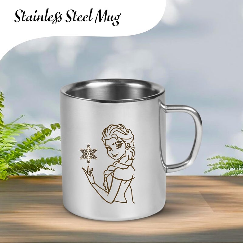 SAVRI Personalized Stainless Steel Mug for Kids Cartoon Character and Name Engraving Frozen Elsa - Image 2