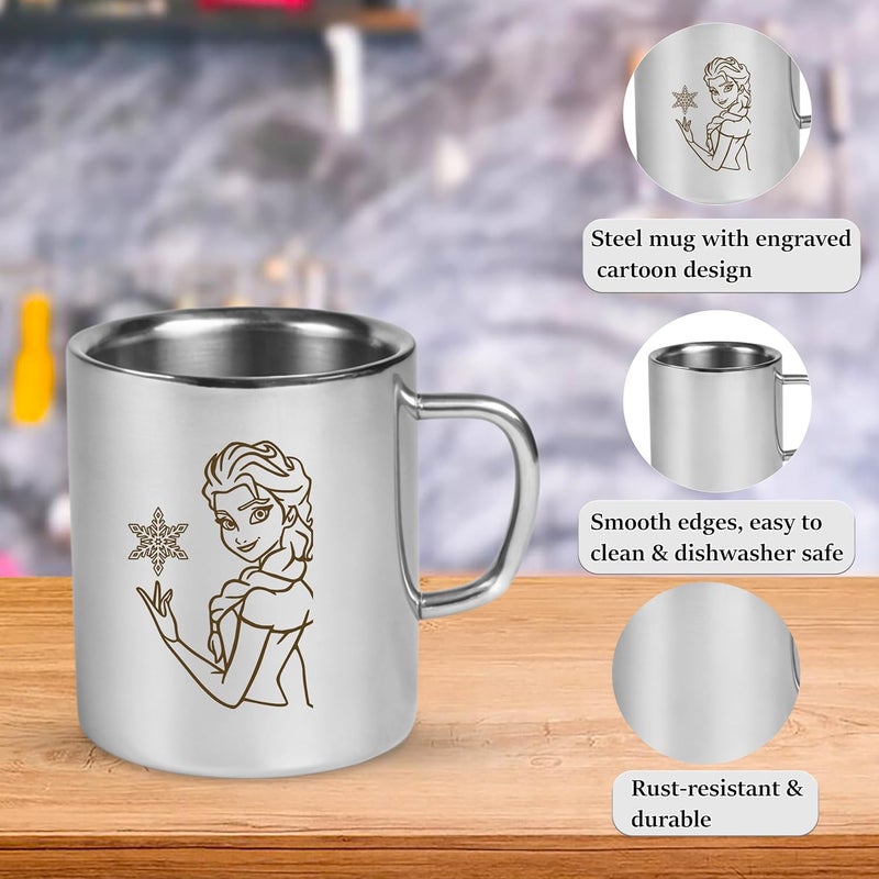 SAVRI Personalized Stainless Steel Mug for Kids Cartoon Character and Name Engraving Frozen Elsa - Image 4