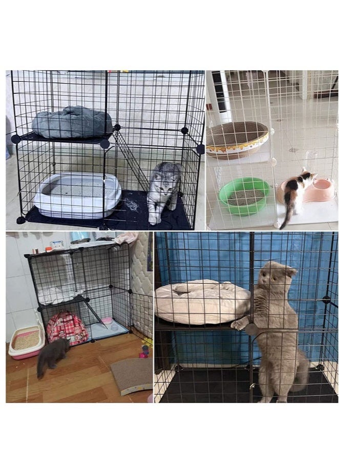 ميون قفص قطط، حظيرة لعب للحيوانات الأليفة، قفص داخلي قابل للفصل من الأسلاك المعدنية، قفص للحيوانات الصغيرة، قفص من مستويين، مكان كبير للتمرين، أقفاص للقطط الصغيرة - Image 3