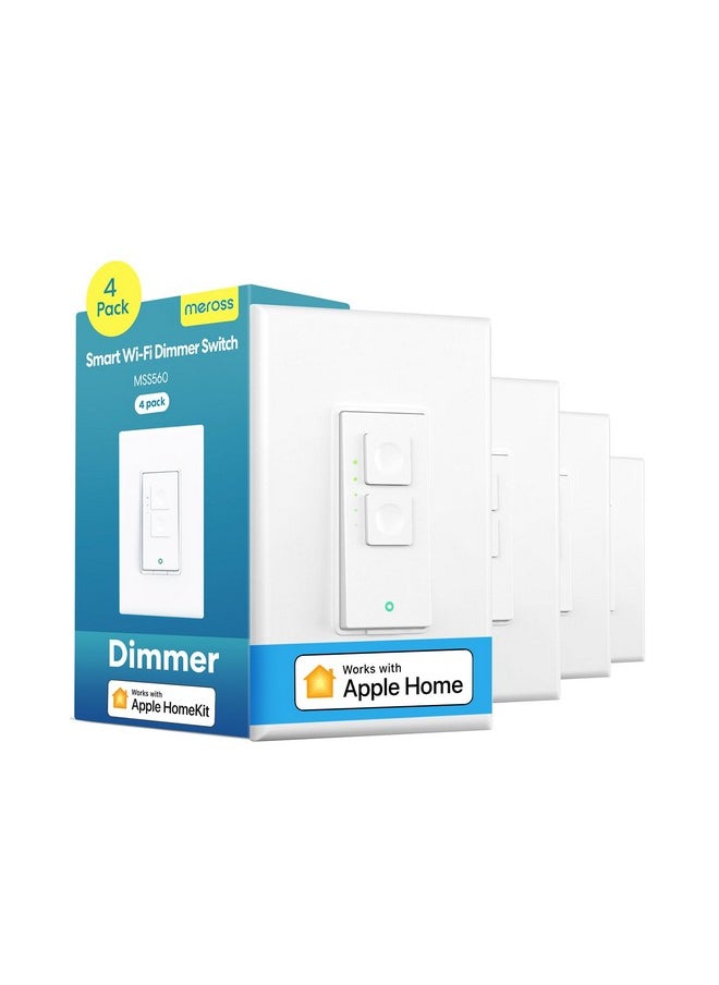 meross - meross 4 Pack Smart Dimmer Switch Single Pole Supports Apple HomeKit, Alexa Google Assistant & SmartThings, 2.4Ghz WiFi Light Switch for Dimmable LED, Neutral Wire Required, Remote Control Schedule - Image 1