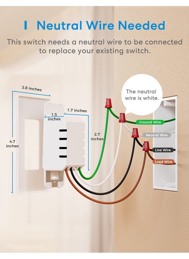 meross - meross 4 Pack Smart Dimmer Switch Single Pole Supports Apple HomeKit, Alexa Google Assistant & SmartThings, 2.4Ghz WiFi Light Switch for Dimmable LED, Neutral Wire Required, Remote Control Schedule - Image 1