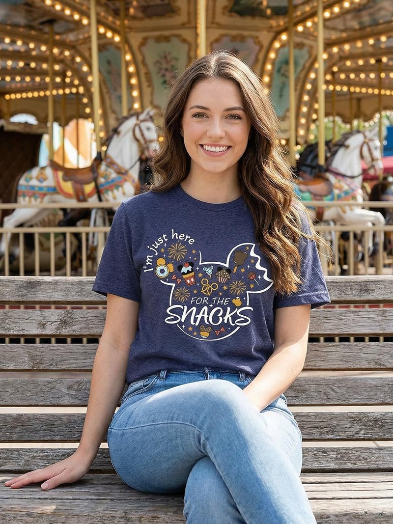 Frizty Magical Shirt for Women I'm Here for The Snacks Shirts Funny Foodie T-Shirt Family Holiday Vacation Short Sleeve Tee Tops - Image 4
